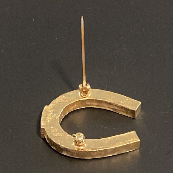 Rare Vintage Napier Signed Horseshoe Brooch Pin Gold Tone Equestrian Horse Retro - Picture 8 of 15